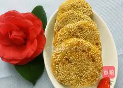 Illustration of how to make pumpkin bean paste and sesame cake 9