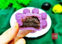 Illustration of how to make purple sweet potato and bean paste glutinous rice cakes 22