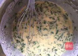 Illustration of making golden mustard and chive pancake 5