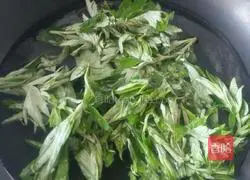 Illustration of how to make moxa leaf-flavored glutinous rice flour bean paste pancakes 1