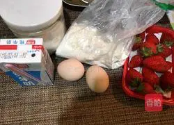 Strawberry waffles Illustration of how to make cakes 1