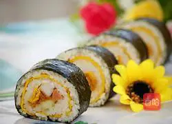 Fruit and vegetable duck egg sushi roll Illustration of how to do it 16