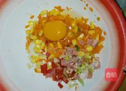 Illustration of how to make egg and vegetable pancakes 1