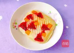 Illustration of how to make dragon fruit and mango pancakes 13