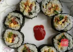 Illustration of how to make vegetable sushi rolls 6