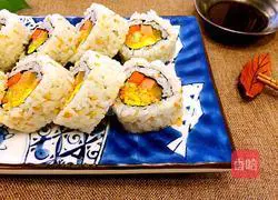 Illustration of how to make meat floss and ham sushi 21