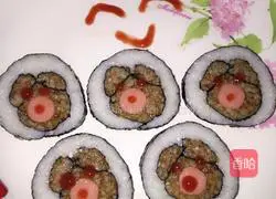 Illustration of how to make piggy sushi 8
