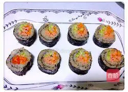 Illustration of how to make vegetable ham sushi 7