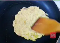Illustration of how to make onion and egg pancakes 12