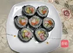 Illustration of how to make crab stick sushi 9