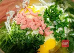 Illustration of how to make ham and potato pancakes 2