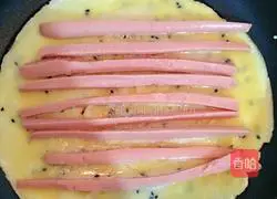 Illustration of how to make ham and egg pancakes 7