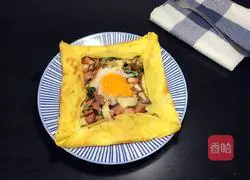 Illustration of how to make ham crepe 9