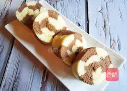 Illustration of how to make two-color cocoa cake roll 20