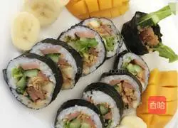 Weight loss meal: customized Illustration of how to make a cup of sushi + mango + apple milk 5