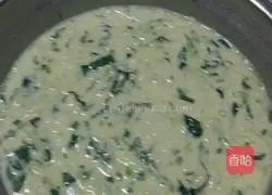 Illustration of how to make green radish, spinach and egg pancakes 4