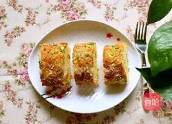 Illustration of how to make meat floss and green onion cake rolls 20