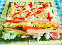 Illustration of how to make sushi 11