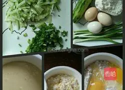 Illustration of how to make cucumber egg pancake 1