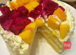 Illustration of how to make steamed cream fruit cake 17