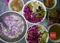 Purple Illustration of how to make egg pancakes with shredded cabbage and radish 2