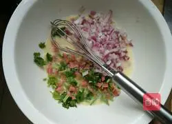 Star egg pancake (onion and ham) recipe illustration 3