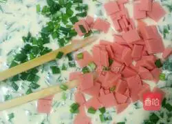 Ham, leek and egg pancake.Recipe 4