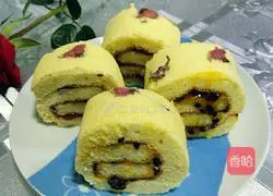 Illustration of making jam cherry blossom cake roll 14