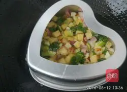 Illustration of how to make ham, diced egg pancakes (for two people) 10