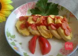 Illustration of how to make egg-flavored ham steamed bun slices 4