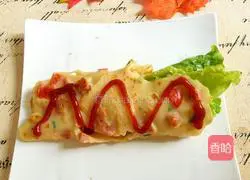 Illustration of how to make cherry tomatoes, eggs, ham, sausage, lettuce wraps 13