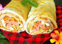 Illustration of how to make ham and egg pancakes 13