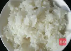 Illustration of how to make green onion and egg fried rice 1