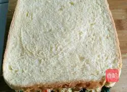 Illustration of how to make seaweed, carrot, green pepper, egg and mushroom sandwich 17