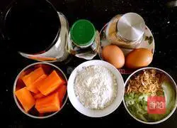 Illustration of how to make carrot and shrimp skin egg pancake 1