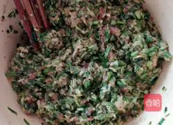 Illustration of how to make cabbage, leek and meat dumplings 1