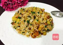 Illustration of how to make green onion, minced meat and potato fried rice 7