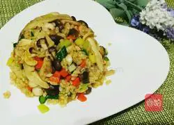 Illustration of how to make double mushroom curry fried rice 13