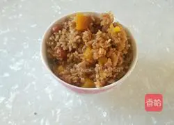  Illustration of the quick version of steamed rice with sausage and pumpkin 6