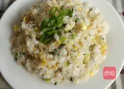 Illustration of how to make green onion and egg fried rice 12