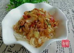 Illustration of how to make cabbage, egg, persimmon and noodle marinade 10