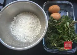 Illustration of how to make purslane and egg pancakes 1