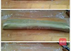 Illustration of how to make rose meat steamed buns (matcha) 7