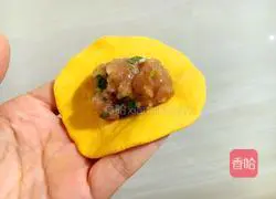 Illustration of how to make pumpkin meat buns 12