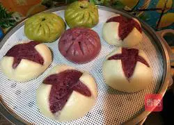 Illustration of how to make purple potato blossom steamed buns 16