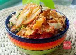 Illustration of how to make fried mustard vegetable pancakes 8