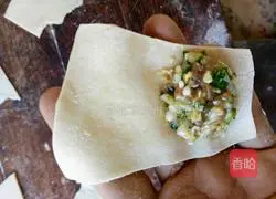 Illustration of how to make cabbage and pork wontons 6