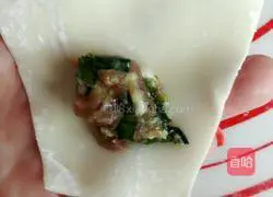 Illustration of how to make leek and pork wontons 7