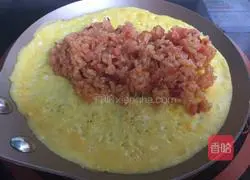 Illustration of how to make Japanese omelette rice 10