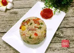 Illustration of how to make fried rice with colored pepper and bacon 7